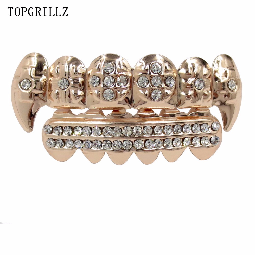 Body Jewelry Real Gold - TOPGRILLZ-أغطية أسنان متقاطعة من الزركونيا المكعبة