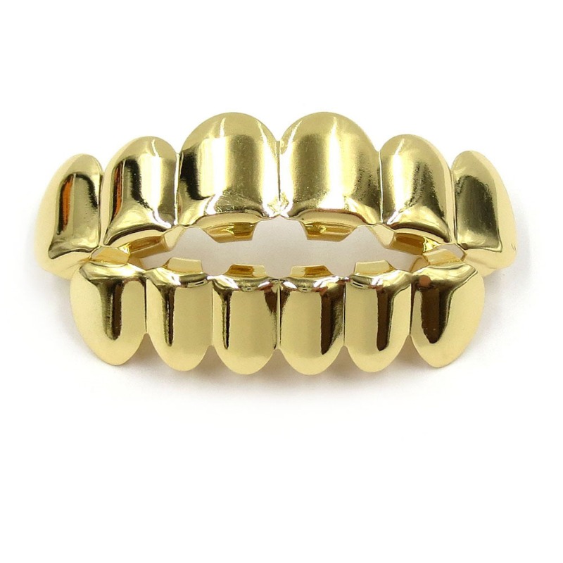 Body Jewelry Real Gold - طقم أسنان مطلي بالذهب والفضة على