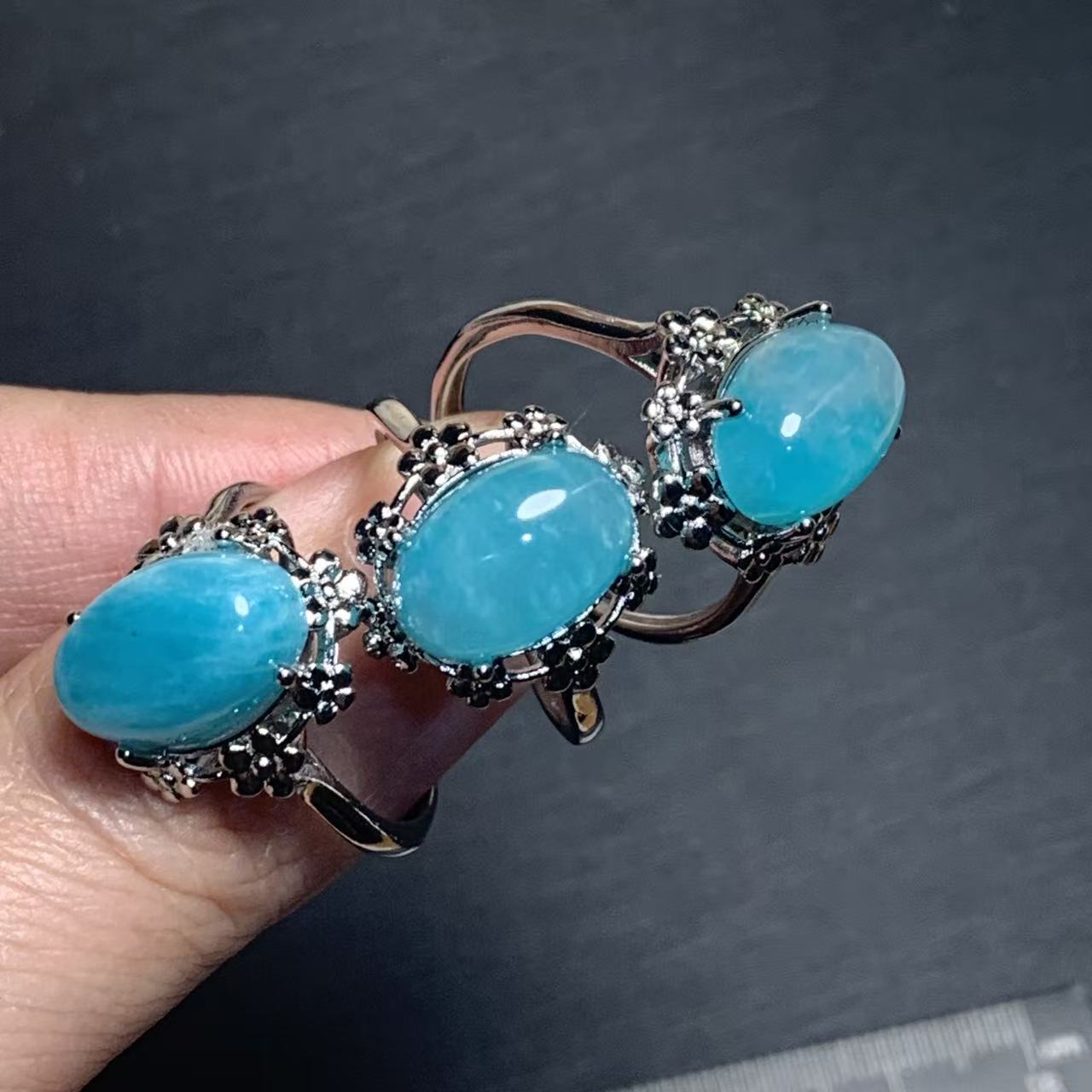 Body Jewelry High Quality - خاتم أمازونيت طبيعي قابل للتعديل مقاس