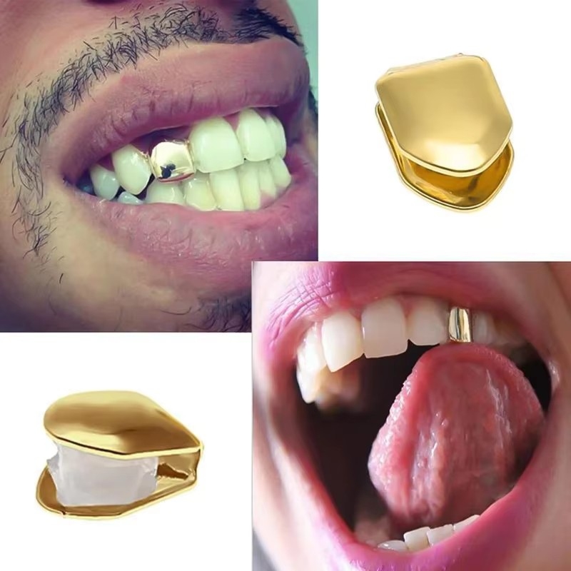 Body Jewelry Tool - 1/2/3/4 قطع غطاء أسنان ذهبي صغير