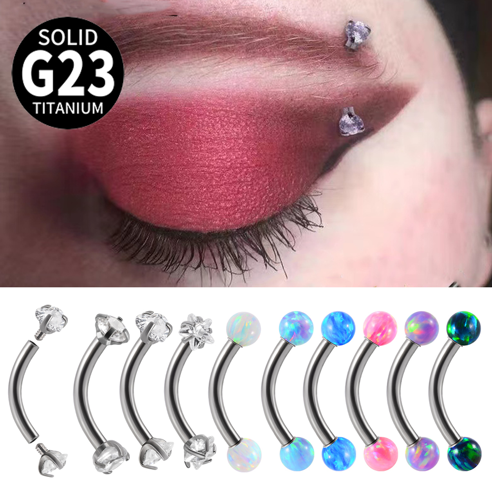 Eyebrow Curved Barbell - 1 قطعة G23 التيتانيوم تشيكوسلوفاكيا داخليا