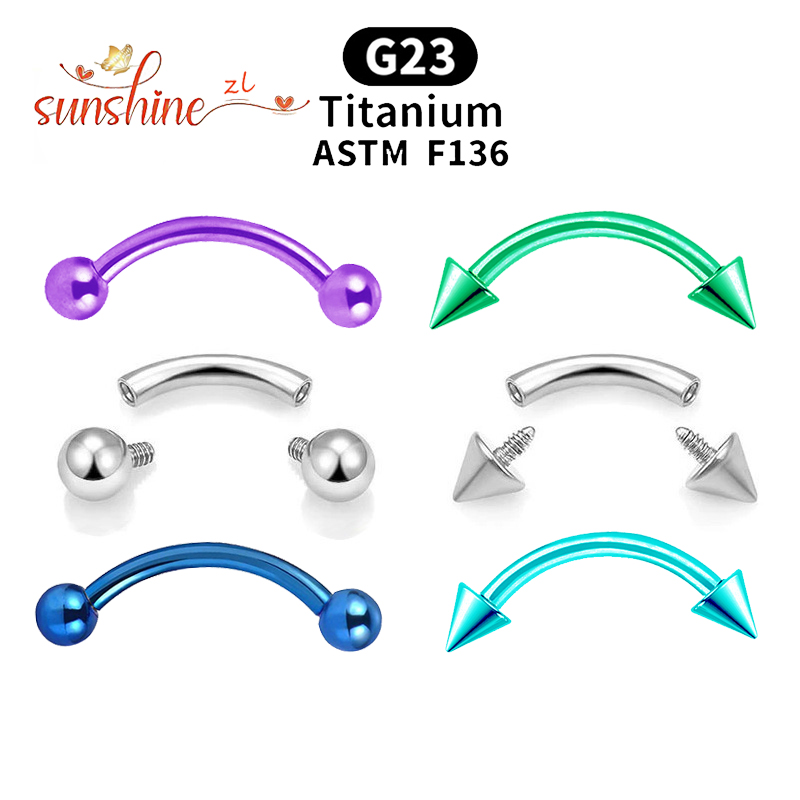 Eyebrow Curved Barbell - 2 قطعة موضوع داخلي G23 التيتانيوم