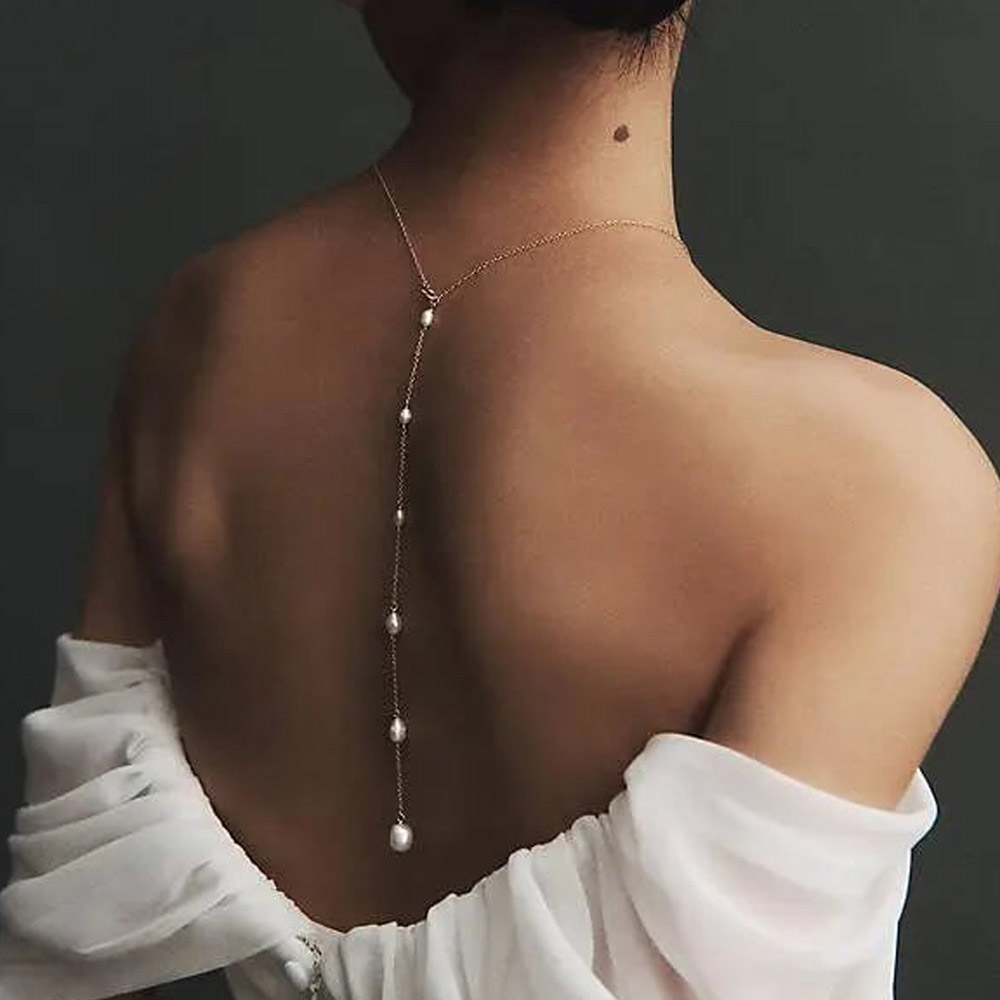 Body Jewelry Retainers - Stonefans أنيقة عودة قطرة اللؤلؤ قلادة