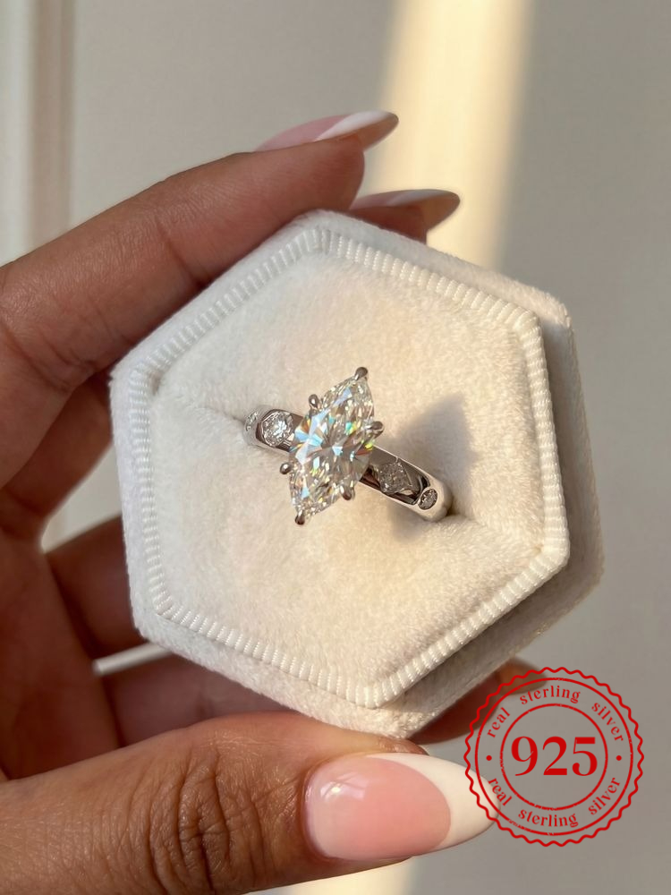 Body Jewelry High Quality - خاتم فضة عيار 925 مرصع بالزركون