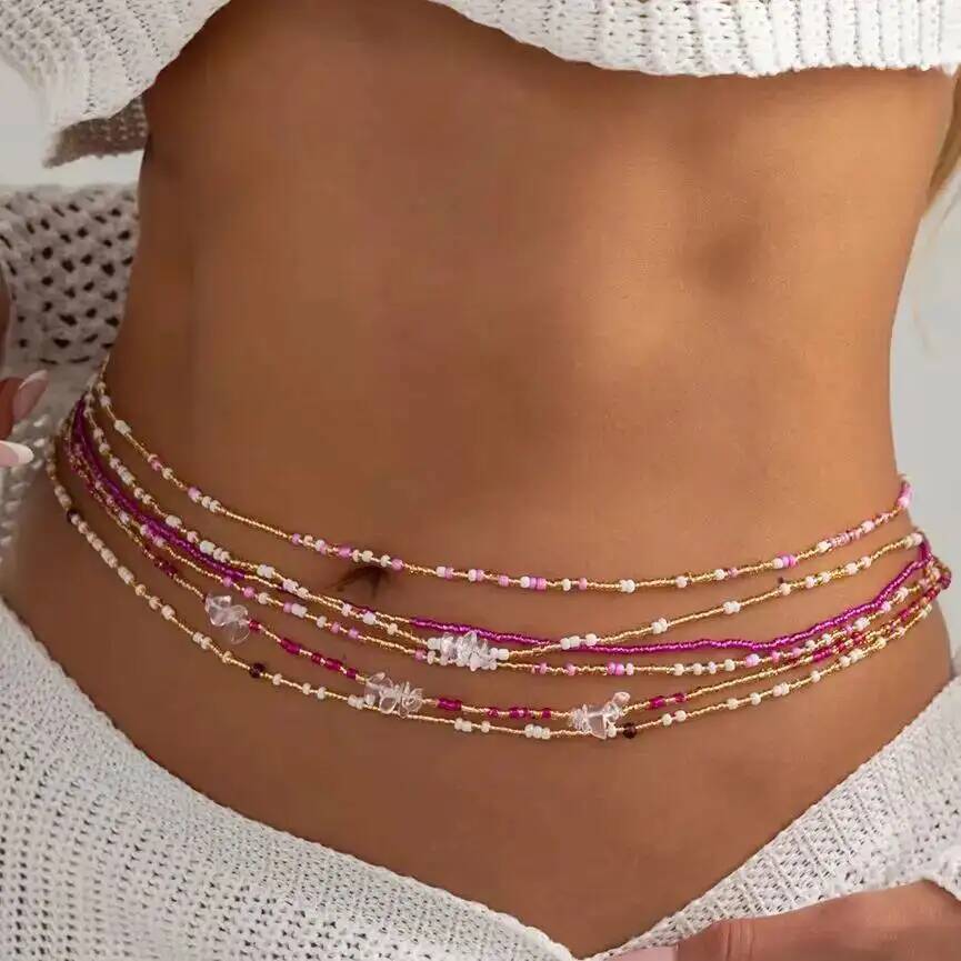 Body Jewelry Usa - مجموعة من 6 قطع سلاسل خصر