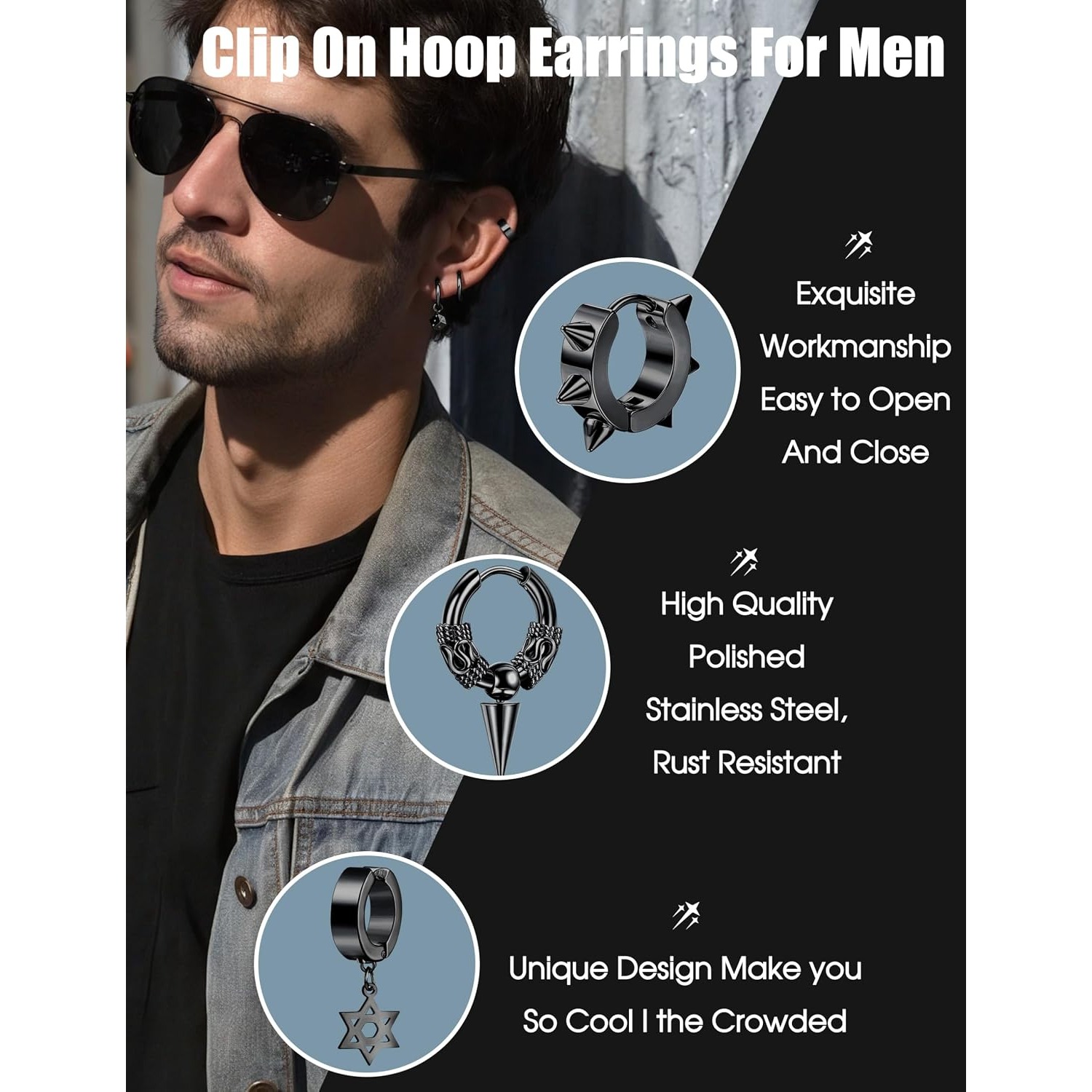 ORAZIO 25 أقراط أذن للرجال، أق - مراجعة Body Jewelry For Men وسعره