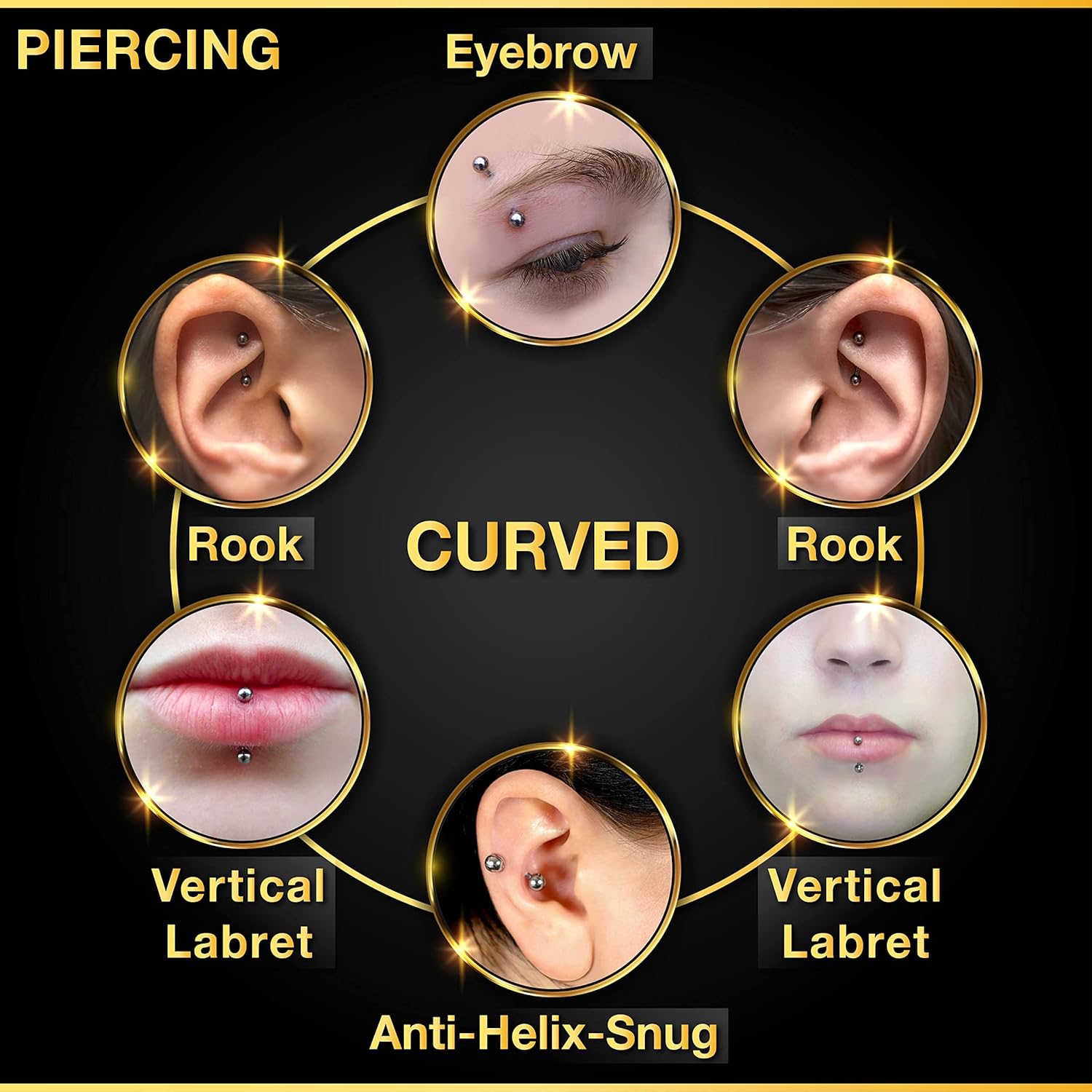 32 قطعة/مجموعة من مجوهرات الأن - مراجعة Eyebrow Curved Barbell وسعره