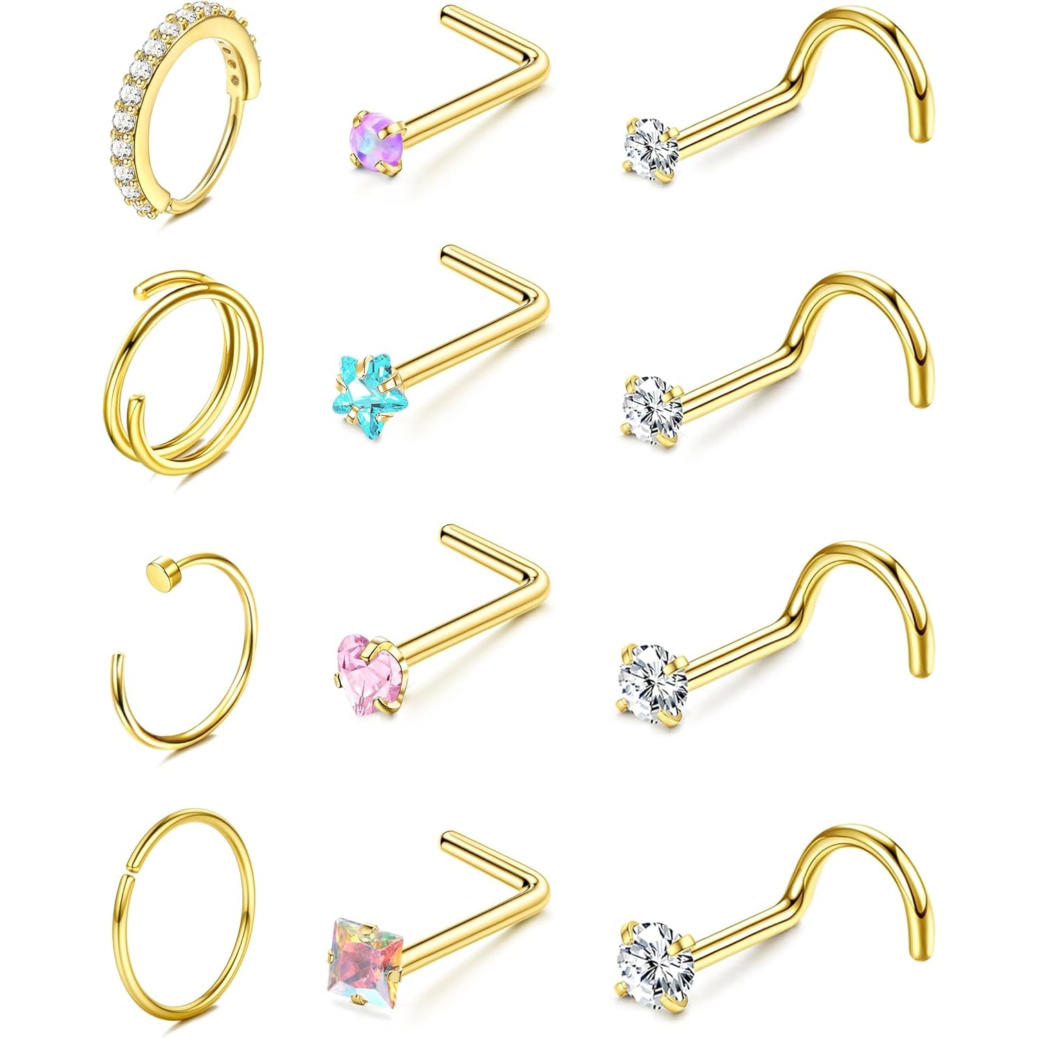أقراط أنف ORAZIO 12 قطعة مطلية - مراجعة Body Jewelry For Men وسعره