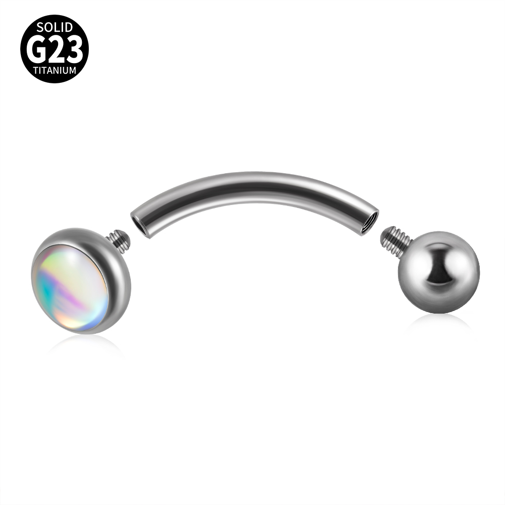 1 قطعة G23 التيتانيوم 16 جرام  - مراجعة Eyebrow Curved Barbell وسعره