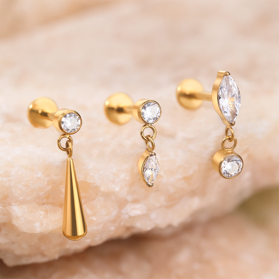 قرط مرصع بالزركون للنساء ، الت - مراجعة Body Jewellery وسعره