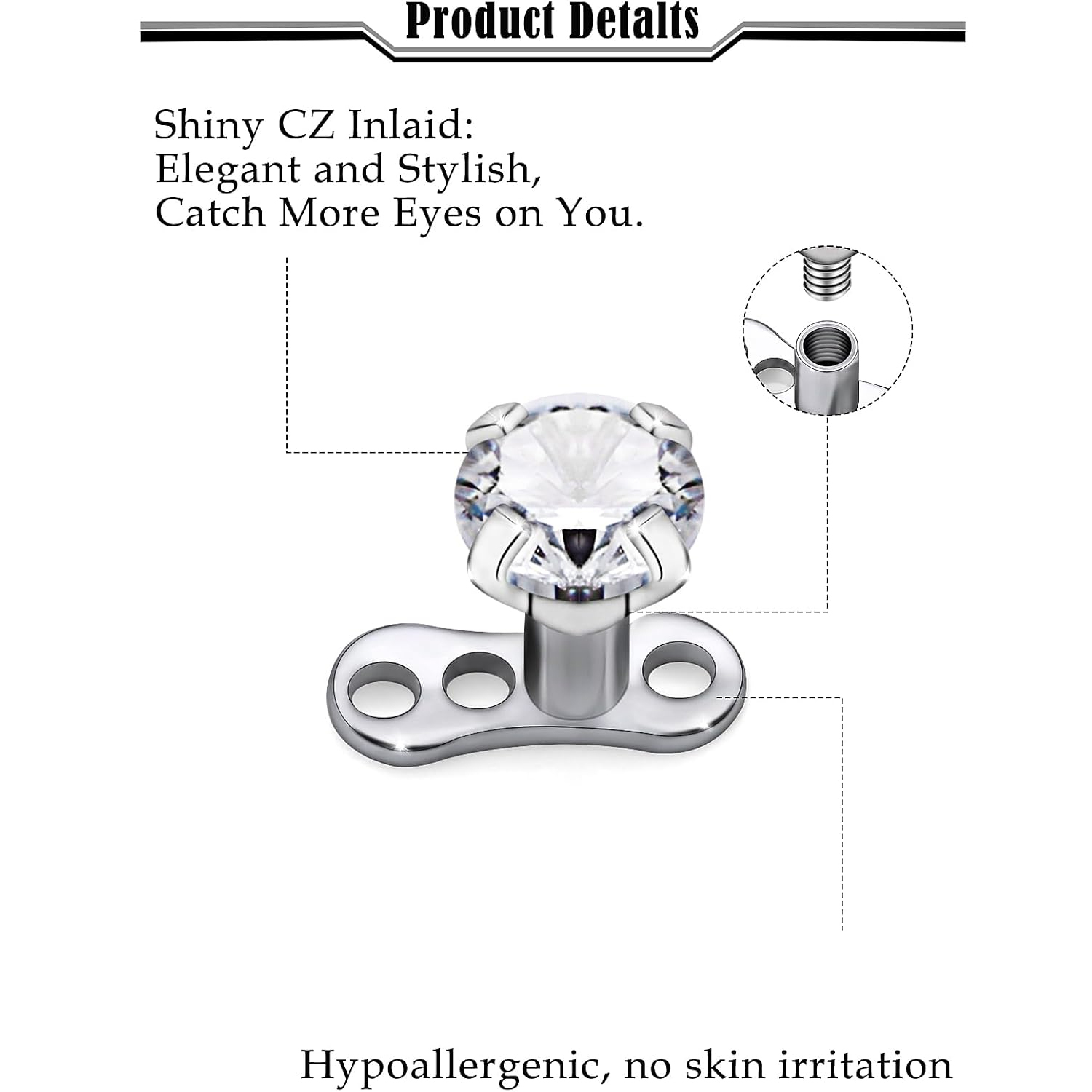 14G G23 التيتانيوم ثقب الجلد ا - مراجعة Dermal Anchor Top وسعره