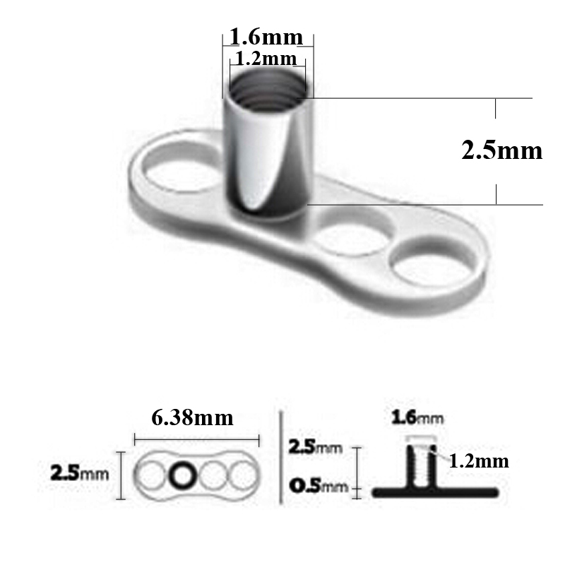 20 قطعة G23 الصلبة التيتانيوم  - مراجعة Dermal Anchor Top وسعره
